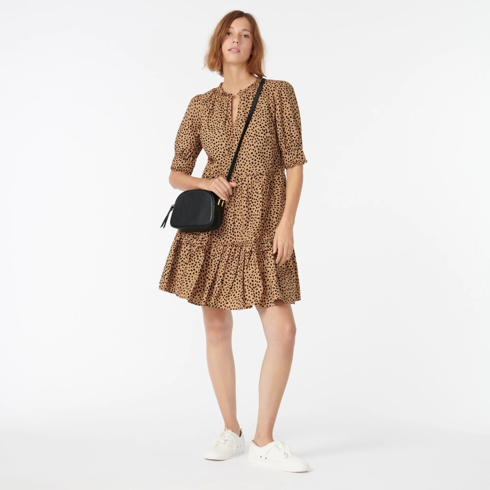 -♥️ JCrew Tiered Popover Dress in Cheetah